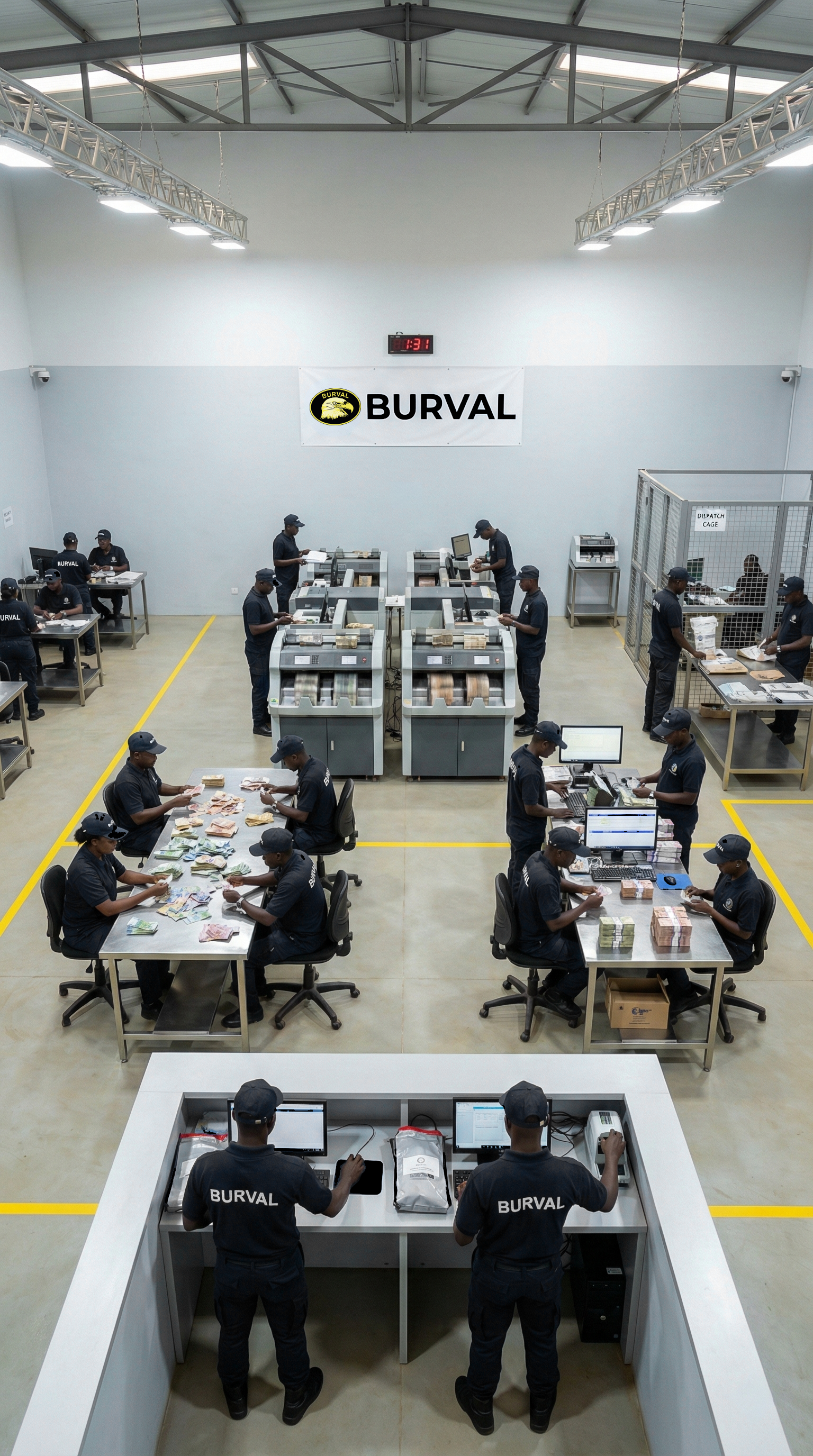 Centre de traitement BURVAL — Machines de comptage en action